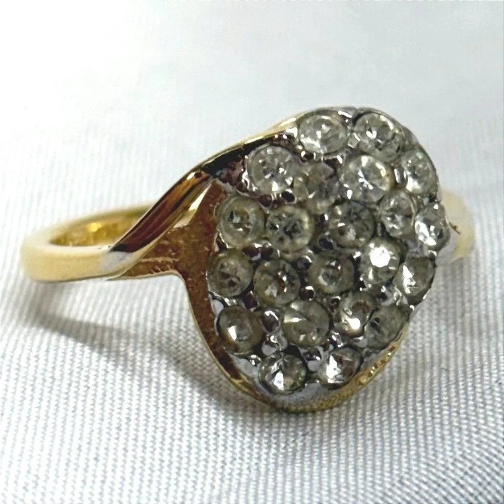 Unbranded Cluster Ring Womens Size 7.5 Gold Good 14k Gold Filled Oval Pave